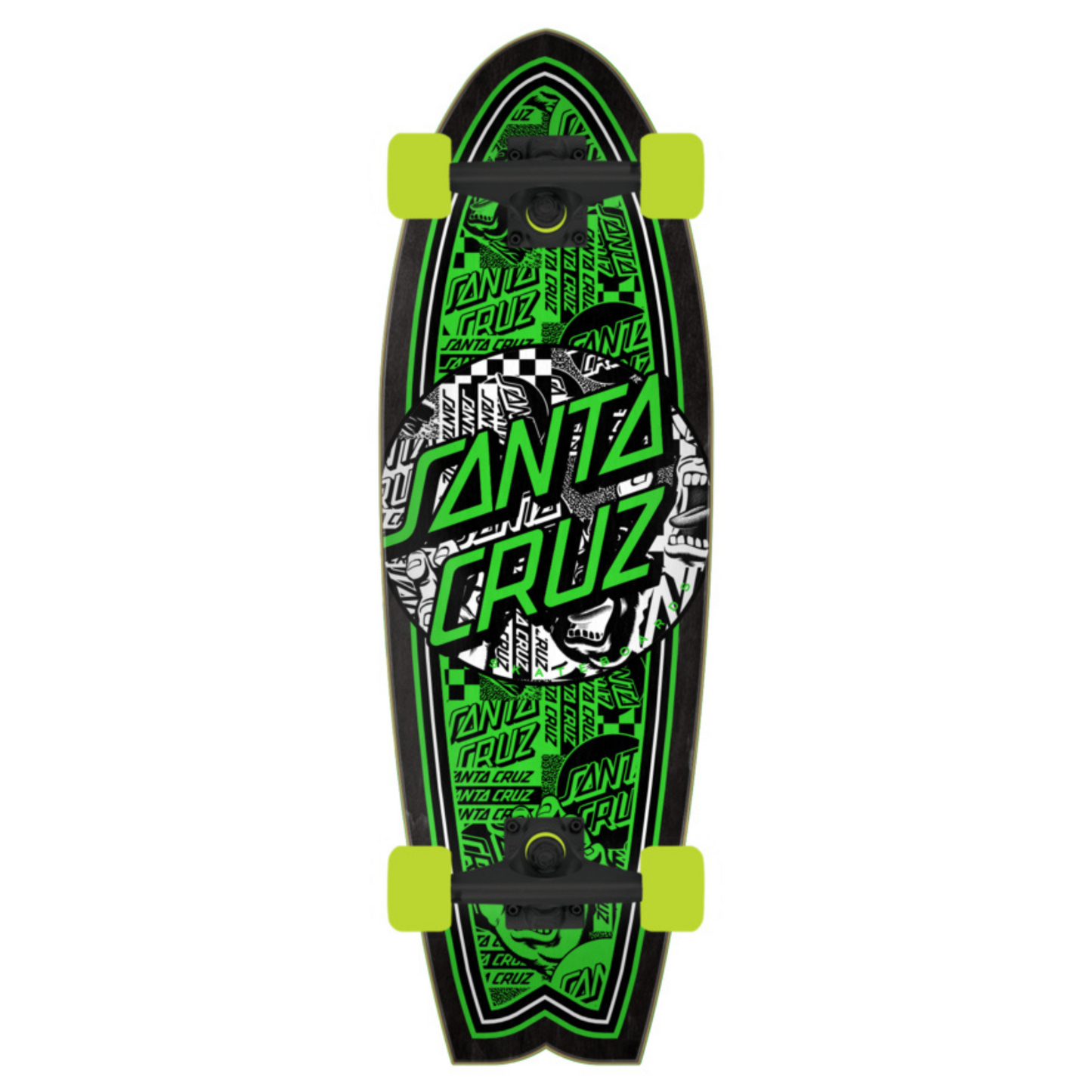8.8" X 27.7" Flier Collage Dot Shark Cruzer Complete Skateboard