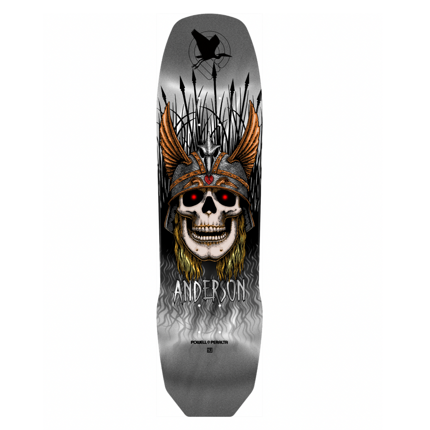 8.45" X 31.8" Pro Andy Anderson Maple Skateboard Deck Silver Foil