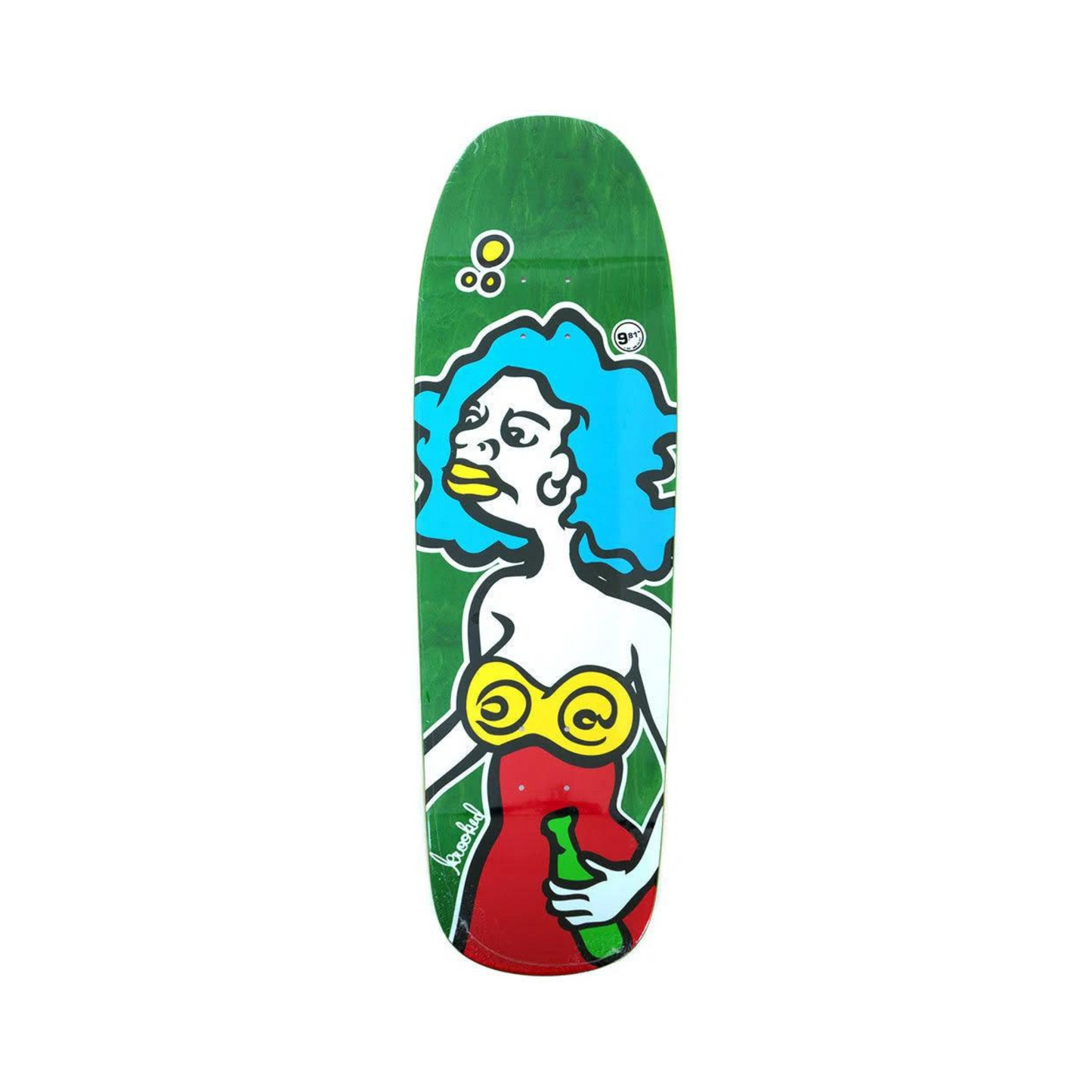 Krooked Skateboards Mermade Redux Shaped Skateboard Deck 9.81" X 32.06" Green Stain