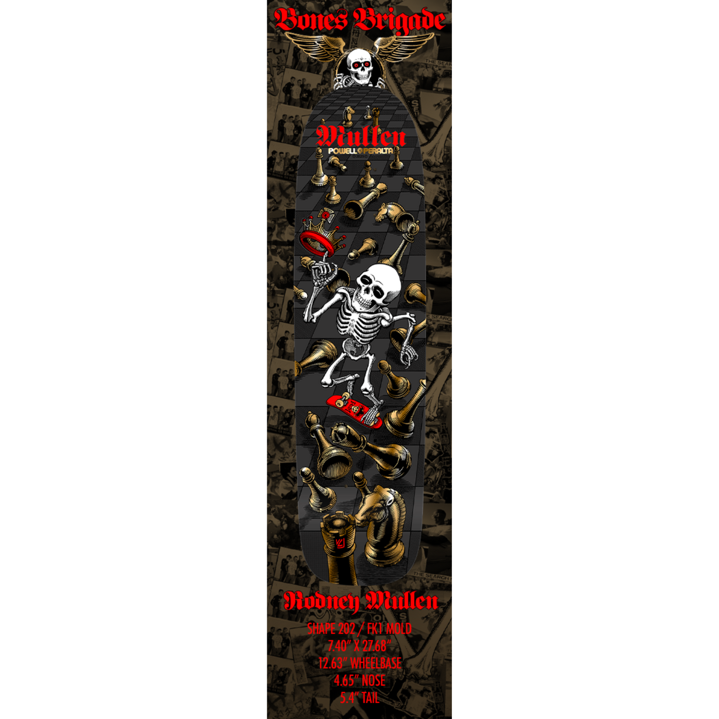 BONES BRIGADE SERIES 16 RODNEY MULLEN DECK BLACK/ GOLD FOIL