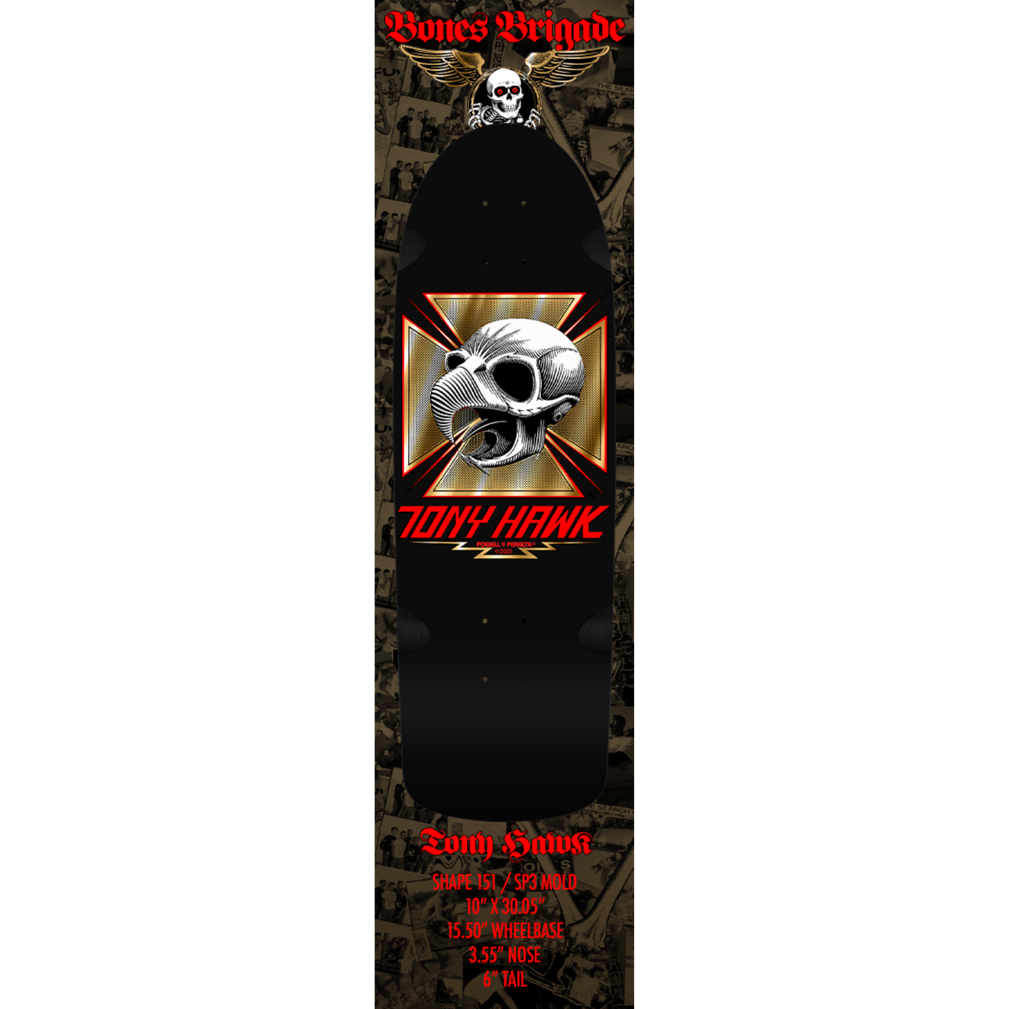 BONES BRIGADE SERIES 16 TONY HAWK DECK BLACK/GOLD FOIL