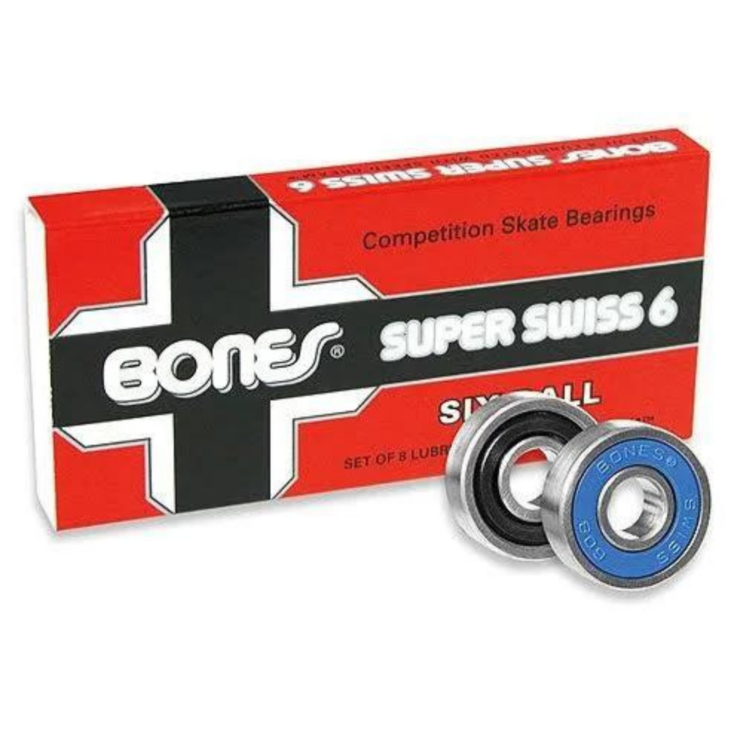 Bones Super Swiss 6 Skateboard Bearings 8 Pack