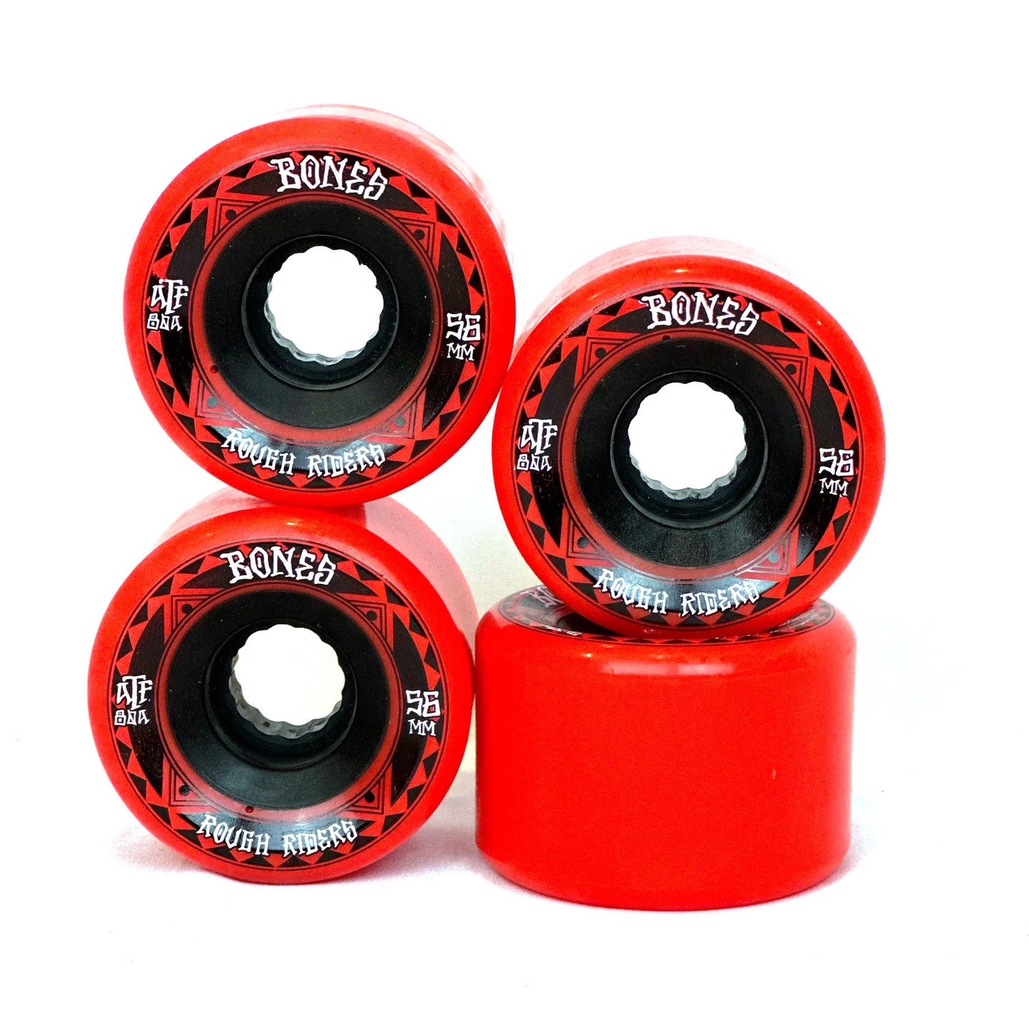 Bones Rough Riders Skateboard Wheels 56mm 80a - Red