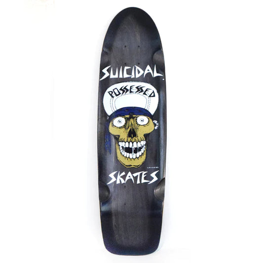 Suicidal Skates Punk Skull 70's Rider Deck 8.375" X 30.575" Black Stain Black Fade