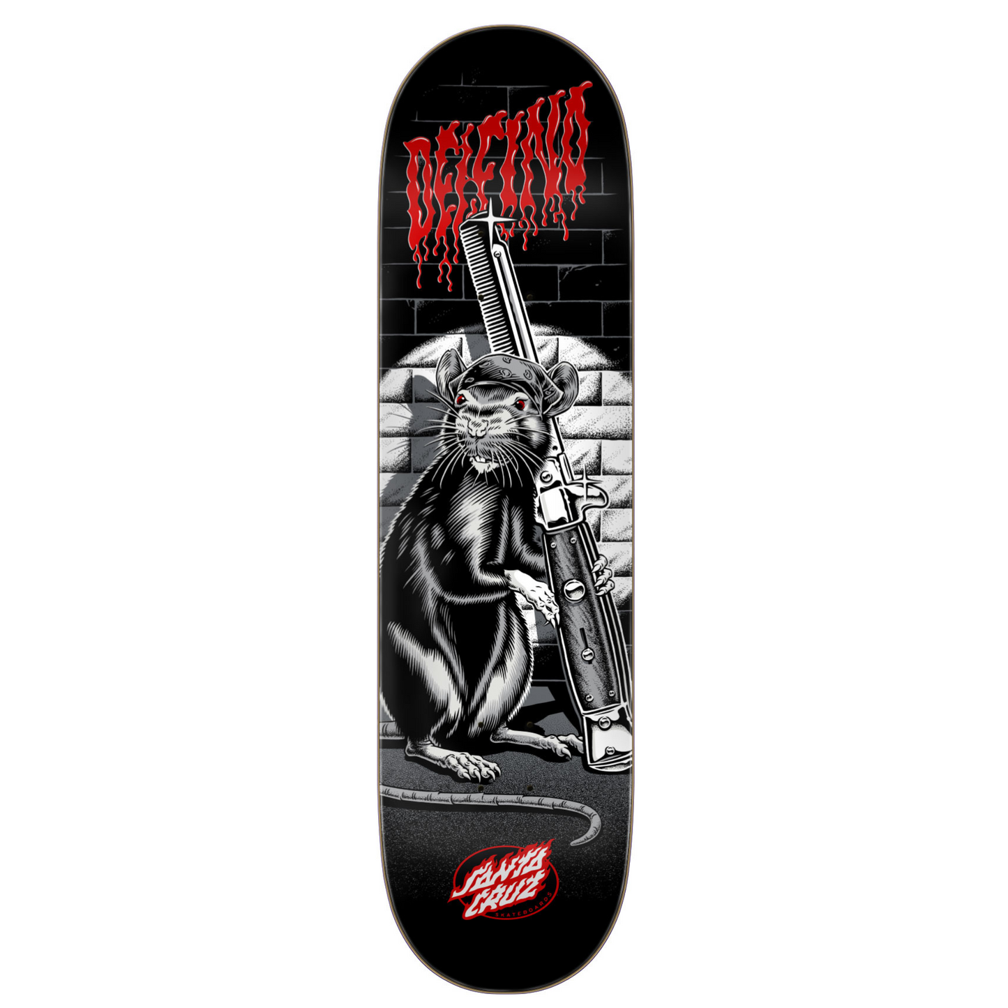 8.25" X 31.6" Delfino Skate Rat Santa Cruz Skateboard Deck