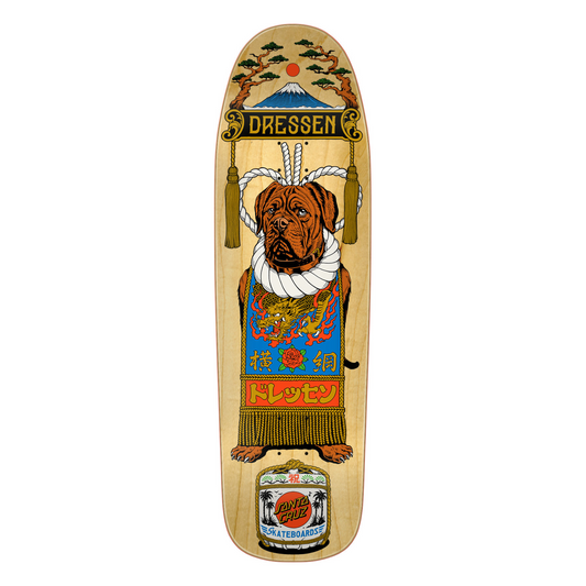 9.3" X 32.36" Dressen Sumo Dog Shaped Santa Cruz Deck