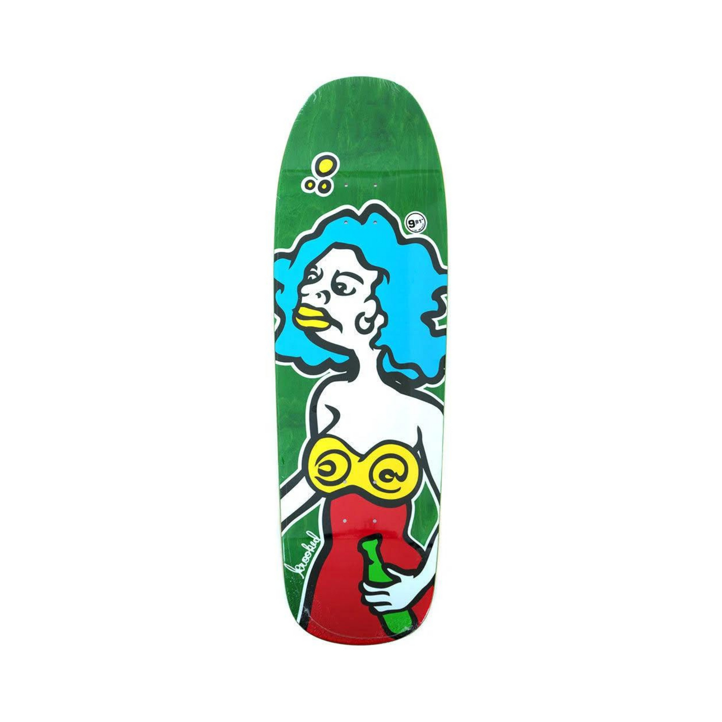 Krooked Skateboards Mermaid Redux Shaped Skateboard Deck 9.81" X 32.06" Green Stain