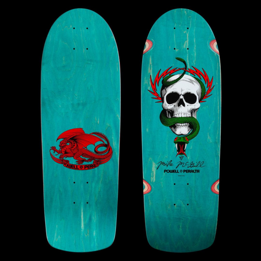Powell Peralta Mike McGill Skull And Snake Skateboard Deck TEAL STAIN 10" X 30.125