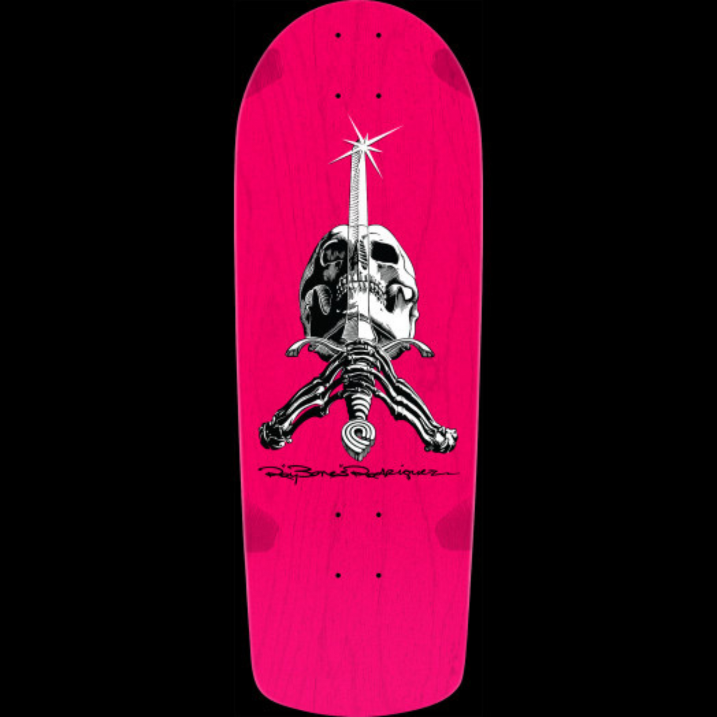 Powell Peralta OG Snub Ray Rodreguez Skull And Sword Reissue Skateboard Deck PINK 10" X 28.25"
