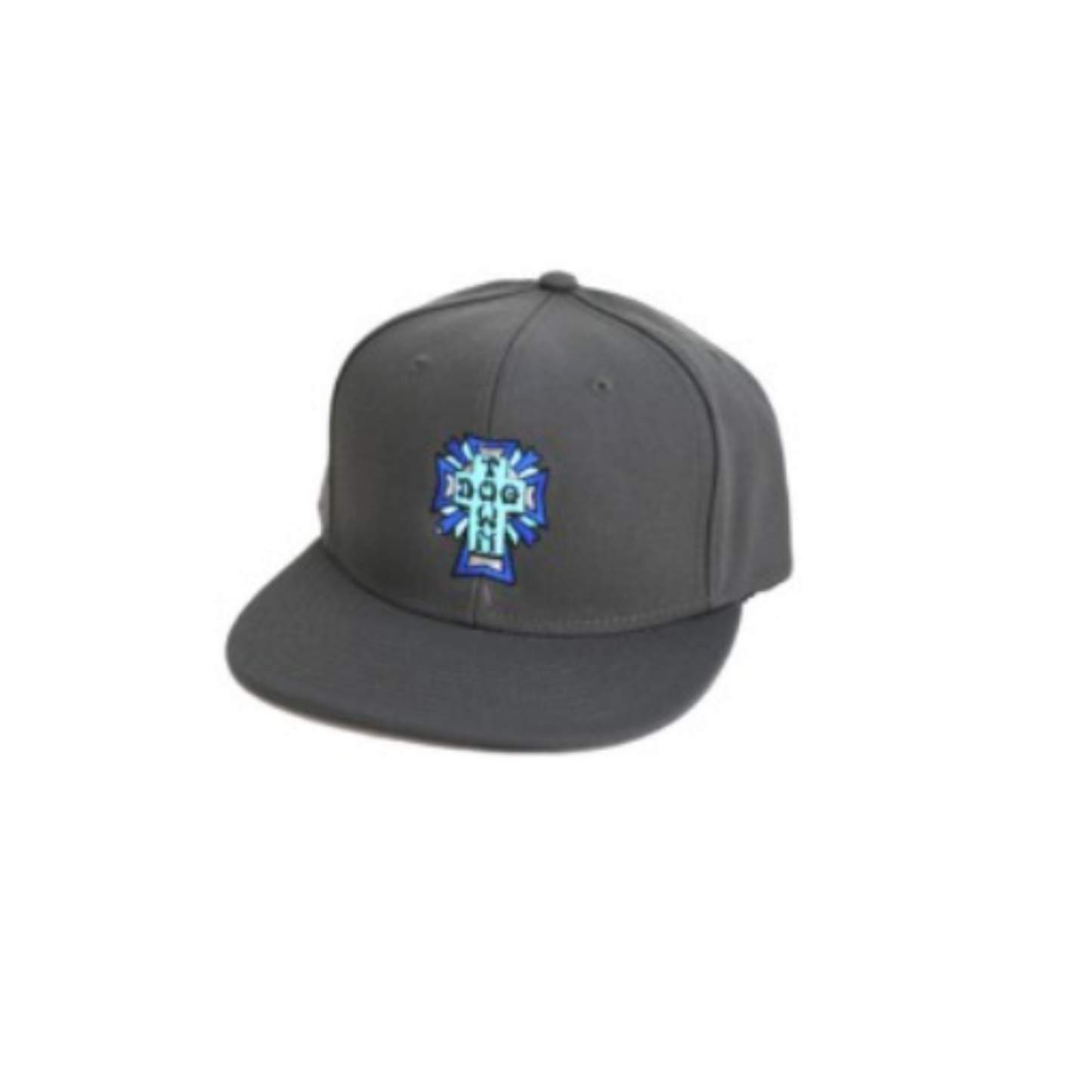 Dogtown Cross Logo Color Snapback Hat - Charcoal/ Blue Cross